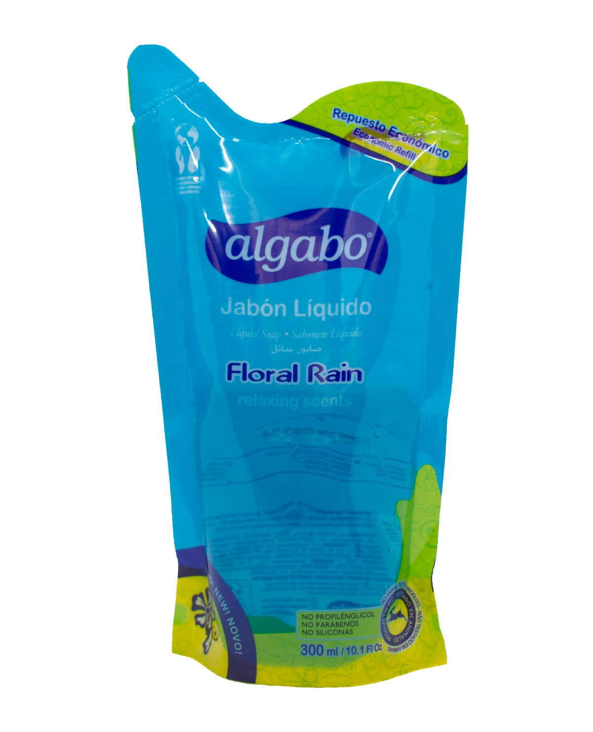 Jabon Liquido Algabo Floral Rain Repuesto Económico 300 Ml